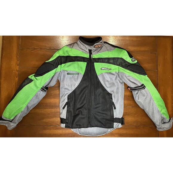 Men's FieldSheer Size S Black/Green Mesh Armored/Padded Motorcycle Riding Jacket - Picture 1 of 9
